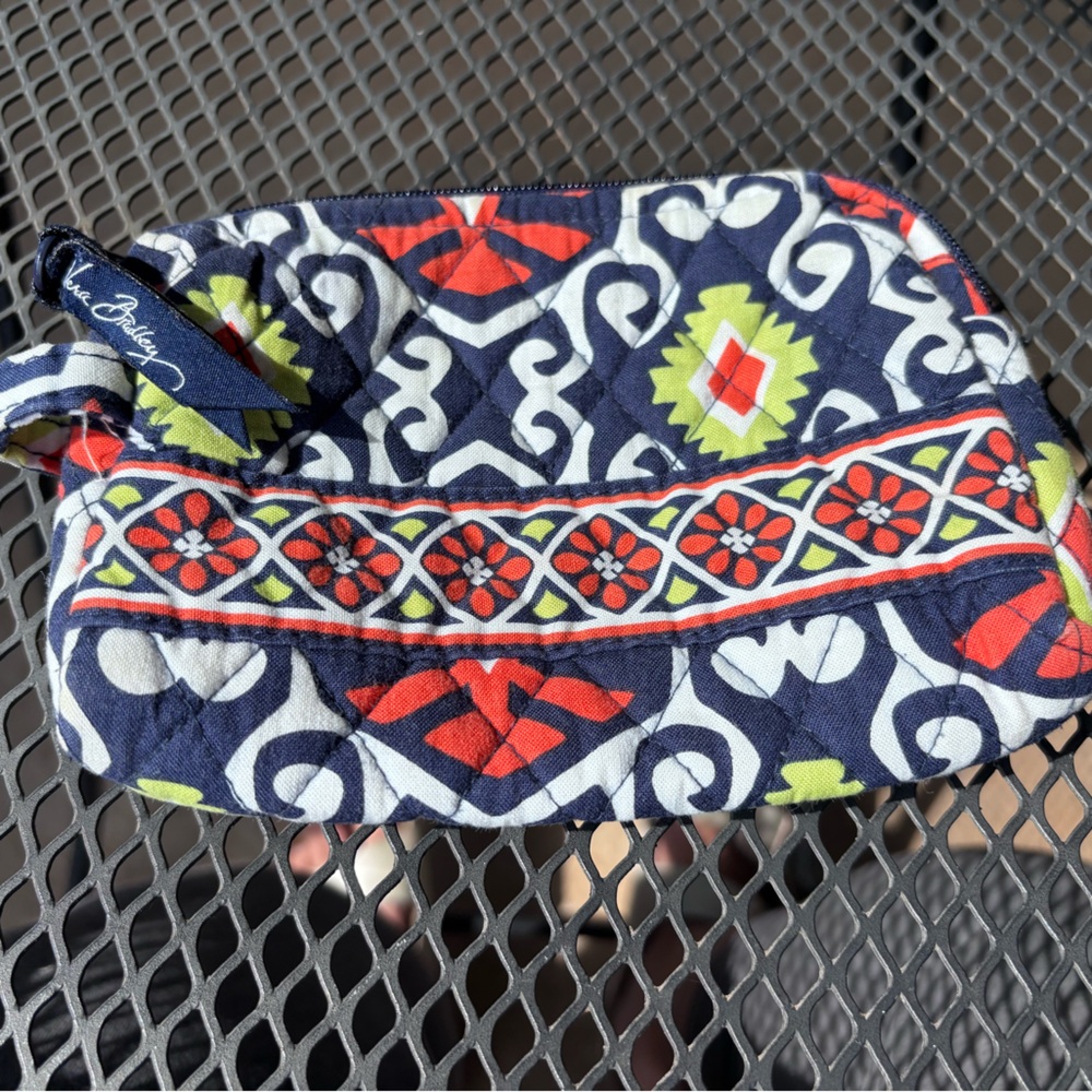 Vera Bradley Navy and Red Quilted Cosmetic Bag